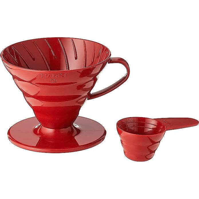 Hario V60 Plastic Coffee Dripper, Size 2, Red